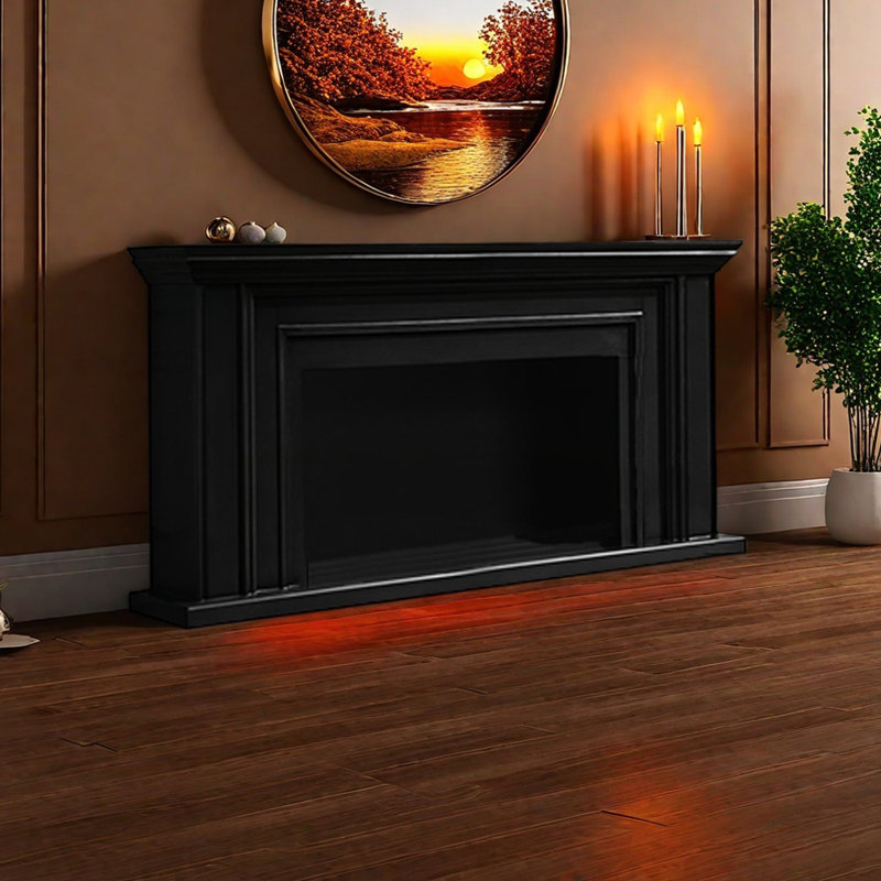 Meuble télé American Fireplace, Noir, noir, noir, noir