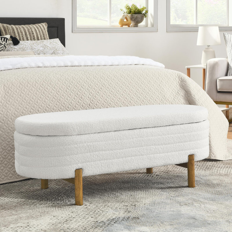 Banc de rangement moderne ovale rembourré