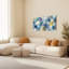 Tableau sur toile tendue, motif floral bleu et jaune à l'aquarelle, composé d'un tableau.-804526034