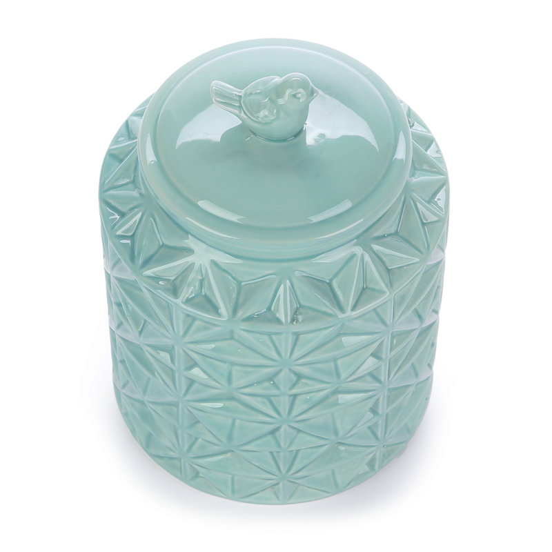 Pot à biscuits en céramique turquoise