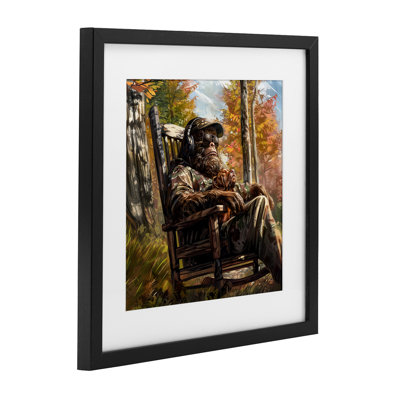 Mythical Creature with Headphones Framed Print Under Glass, design by Jim Baldwin