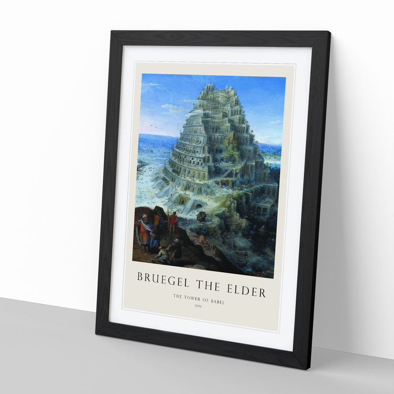 Babel by Pieter Bruegel the Elder - Picture Frame Graphic Art, 36cm H x 27cm W x 2cm D, Black Framed