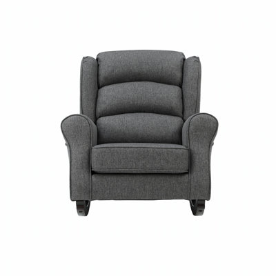 Comfortable Gray Fabric Rocking Chair with Pocket Coil Seat and Sturdy Wooden Frame for Relaxation by Latitude Run