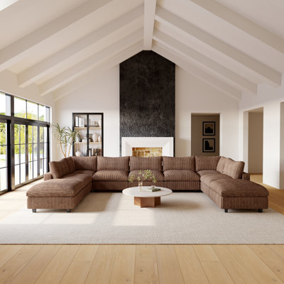 9 - Piece U-Shaped Sectional Reversible Sofa With 2 Removable Ottomans