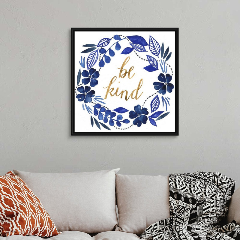 Art textuel sur toile, "Cobalt inspirations collection G", H 32 po x l 32 po x P 1,75 po, Toile avec cadre noir