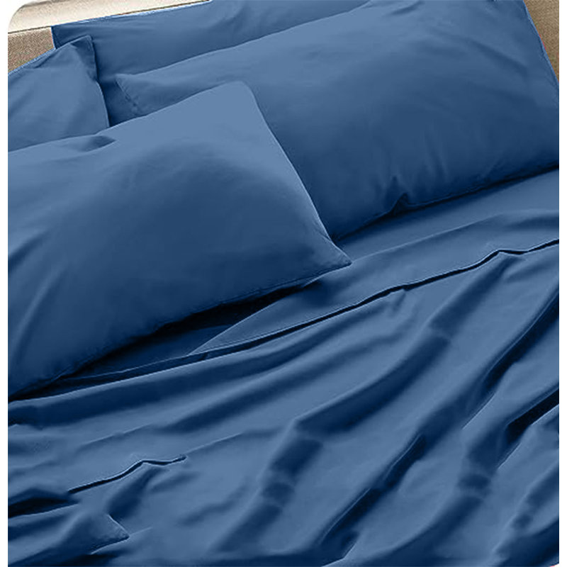 6-Piece Premium Deep Pockets Microfiber Sheet Set, Full, Denim Blue