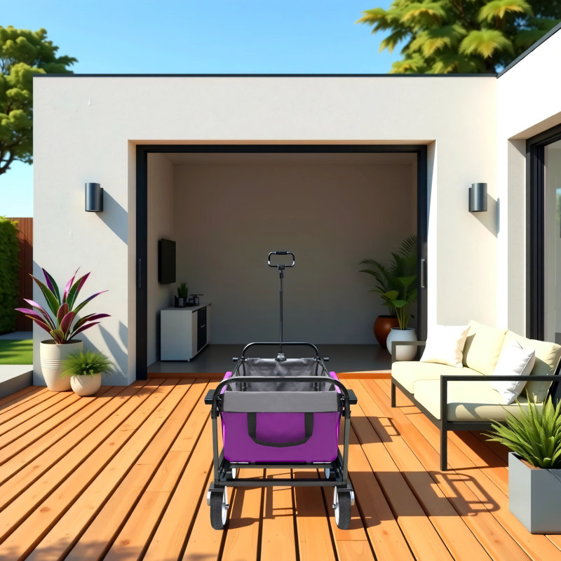 Chariot pliable pliable à 4 roues, Mauve
