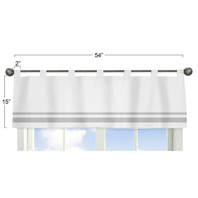 White and Gray Cotton Tab Top Window Valance