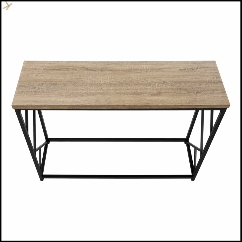 Table d'appoint de canapé contemporaine étroite avec base en métal durable et plateau en stratifié facile à nettoyer, parfaite pour les espaces de vie modernes.