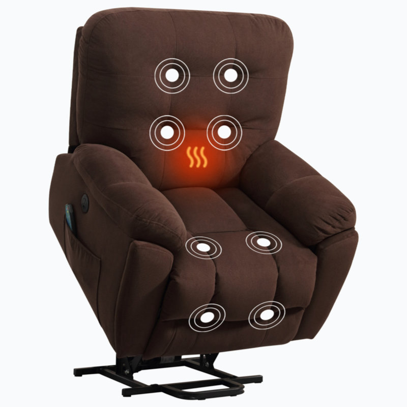 Power Lift Chair With Vibration Massage And Heating Function Recliner Chair With USB Charge Port And 2 Hidden Cup Holders A+B+C