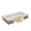 Ensemble de 7 pièces de mobilier de patio modulaire en bois d'acacia moderne, siège à corde résistant aux intempéries et table basse avec coussin moelleux