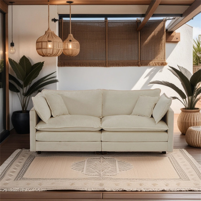 Hearsh Upholstered 70'' Sofa, Beige Chenille
