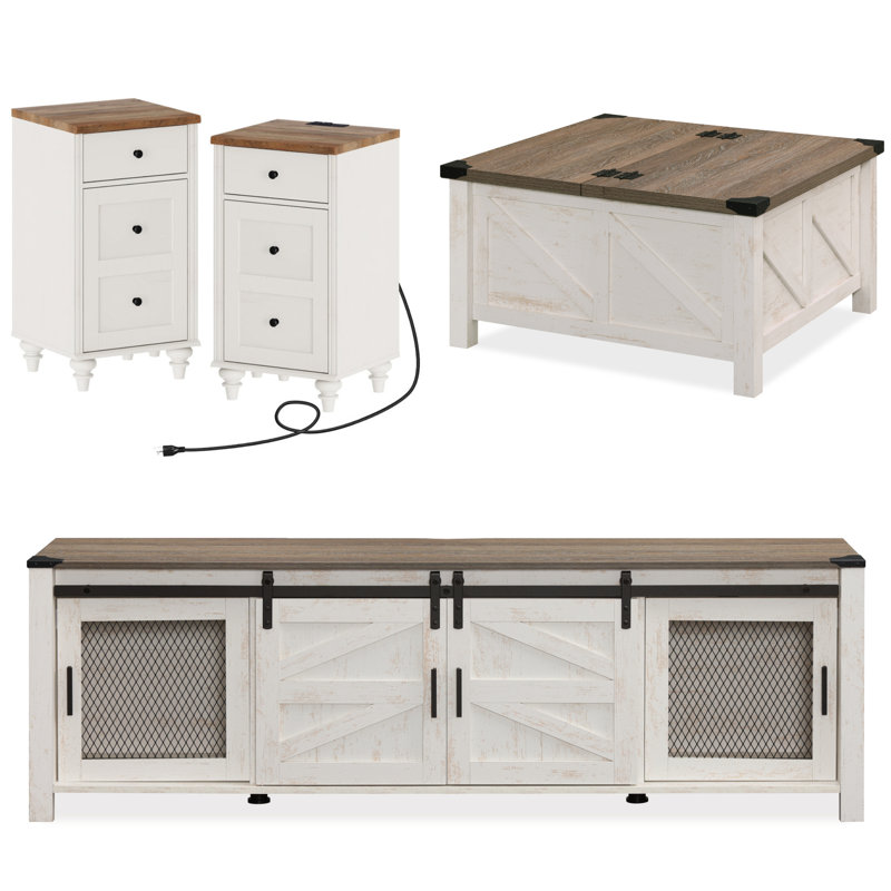 Allyssa 4 Piece Farmhouse Coffee Table Set