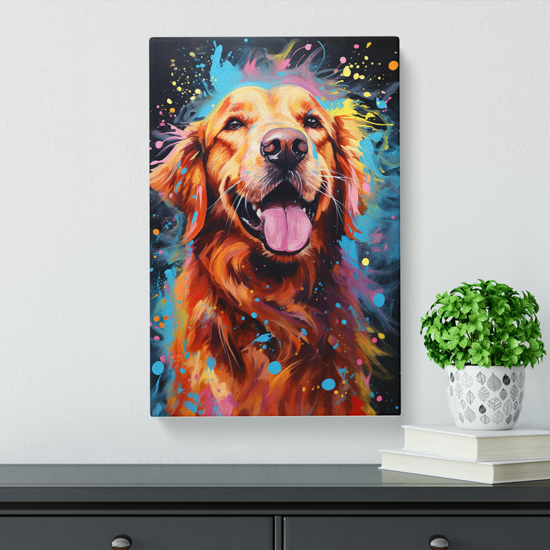 Golden Retriever Action - Wrapped Canvas, 76cm H x 50cm W x 3cm D