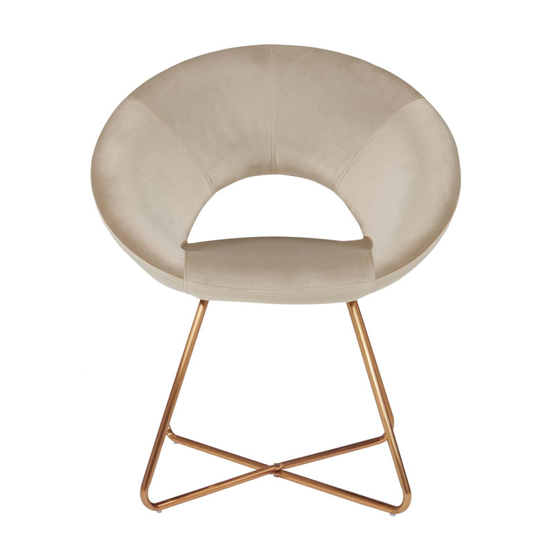 Zed 68cm Wide Velvet Papasan Chair, Beige, Gold
