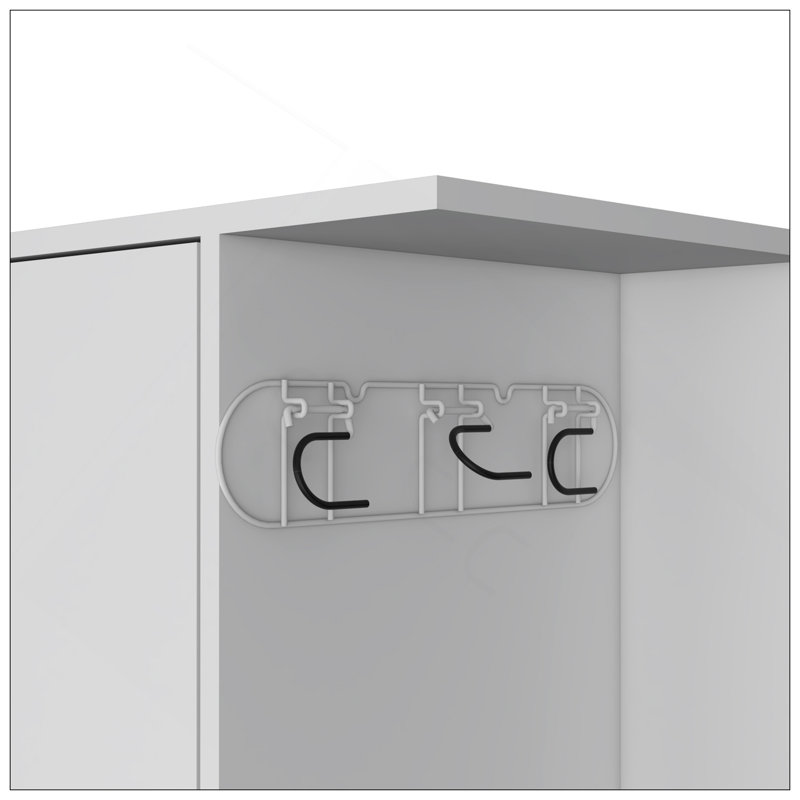 Armoire de rangement avec balai blanc