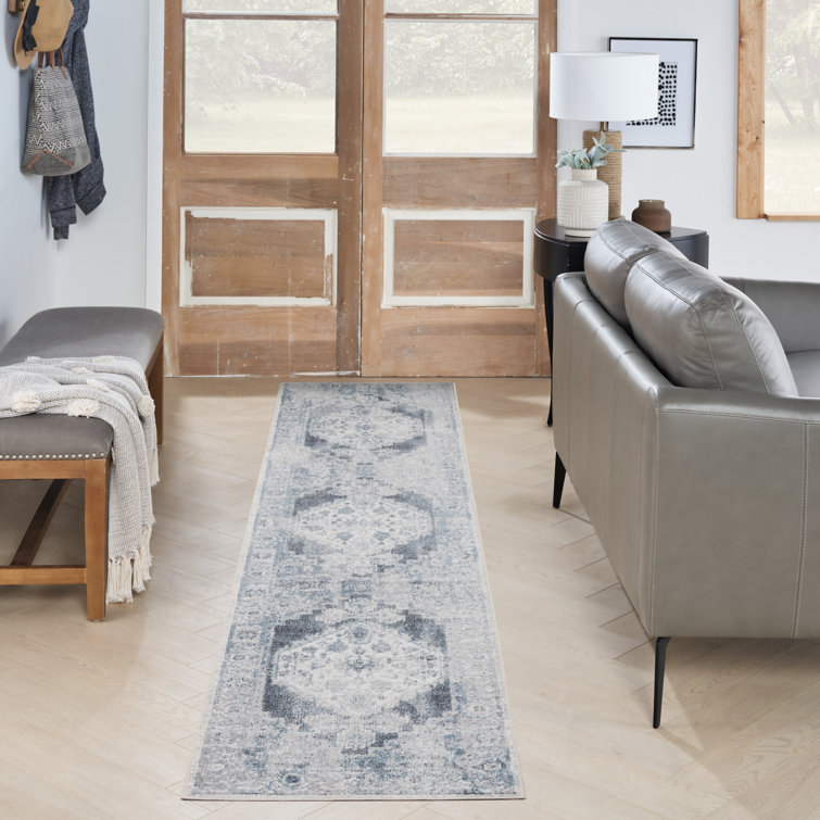 Privette Machine Washable Persian Blue/Ivory Area Rug