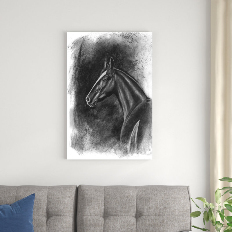 Portrait équestre gris anthracite II, H 36 po x l 24 po x P 1,25 po