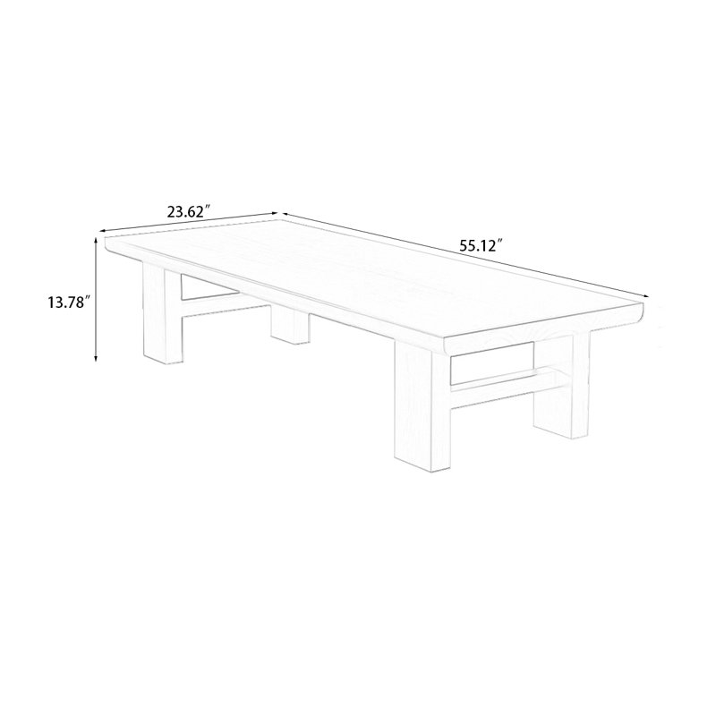 Table basse rectangulaire en bois massif 47,24 po, H 13,78 po x L 55,12 po x l 23,62 po