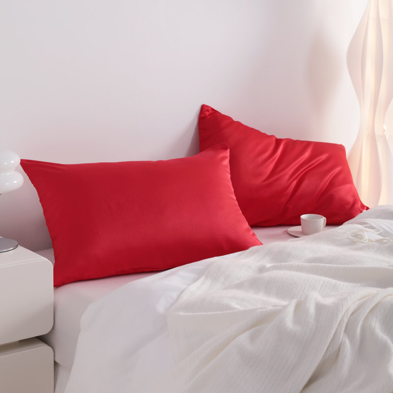 Satin Pillowcases, Zippered Pillow Cases for Hair and Skin - NTBAY, Orange, Queen