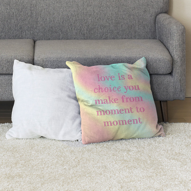 Coussin de sol Love is a choice, Arc-en-ciel pastel, H 40 po x l 40 po