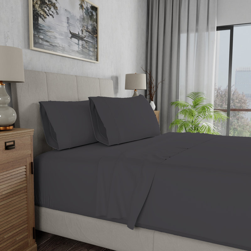 Dark Gray Full Cotton Sateen Deep Pocket Sheet Set