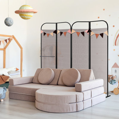 Portable Room Divider, Freestanding Folding Partition Panel, Privacy Screen for Living Room, Bedroom, Office, 68" x 71" by Latitude Run