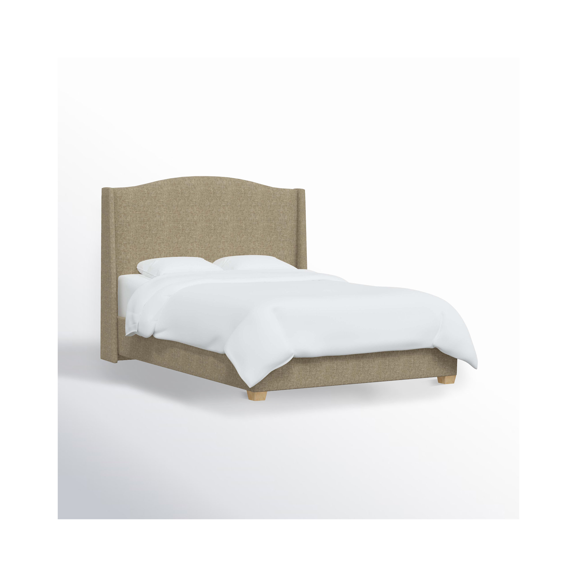 Allis Upholstered Wingback Bed, Zuma Natural Textured Linen, King