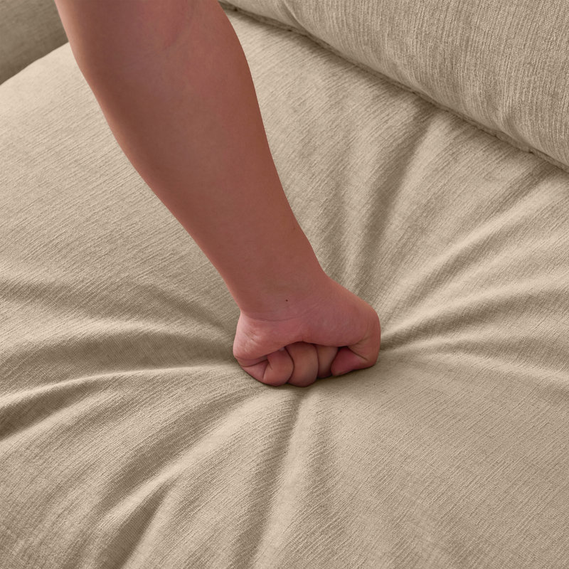Canapé modulaire 105 po, canapé 3 places avec repose-pieds en tissu de chenille doux, Café