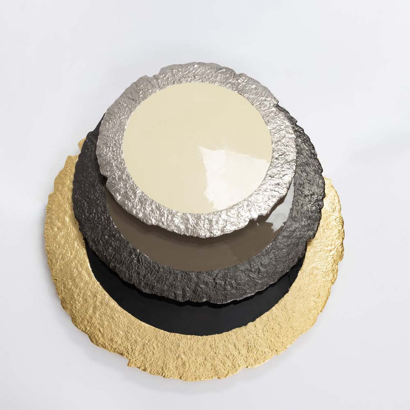 Lazy Susan Large, 0.5" H x 24" W x 24" D, Black/Gold
