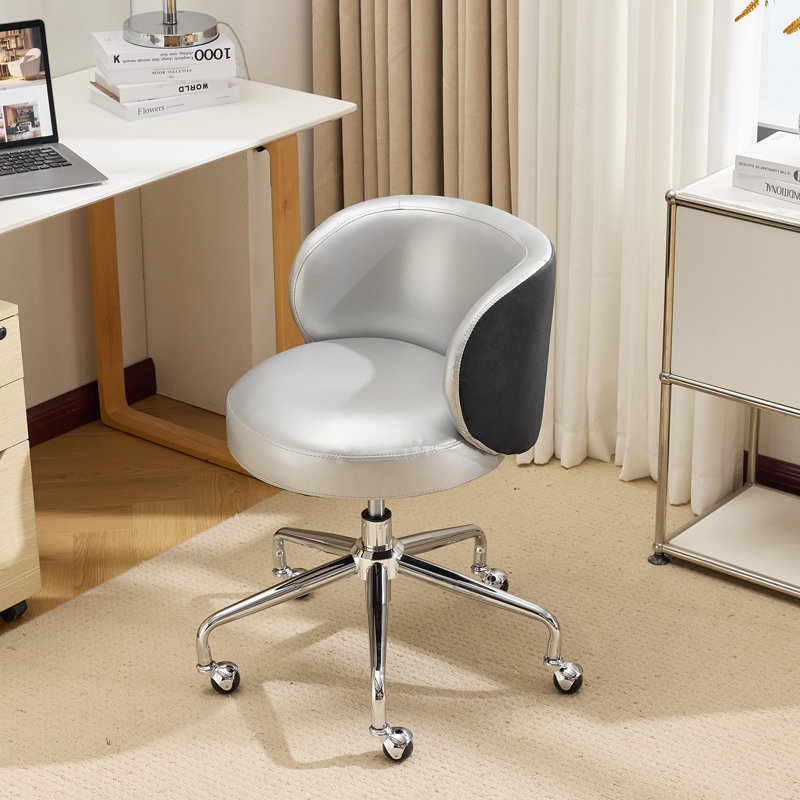 Chaise de bureau pivotante en polyuréthane à hauteur réglable pour bureau à domicile et espace de vie, Argent argent