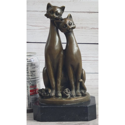 Paire de minces sculptures chats siamois