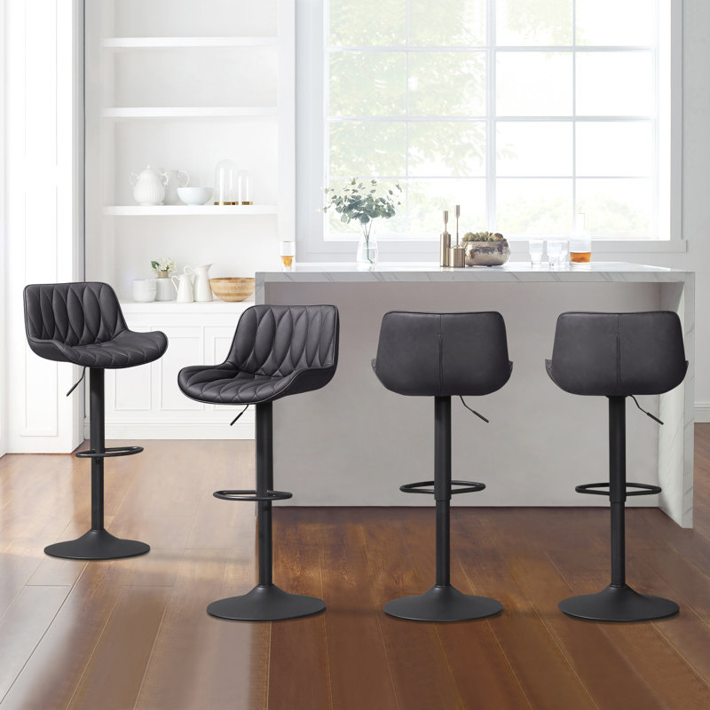 Tabouret de bar pivotant à hauteur réglable Febe, Brun noir