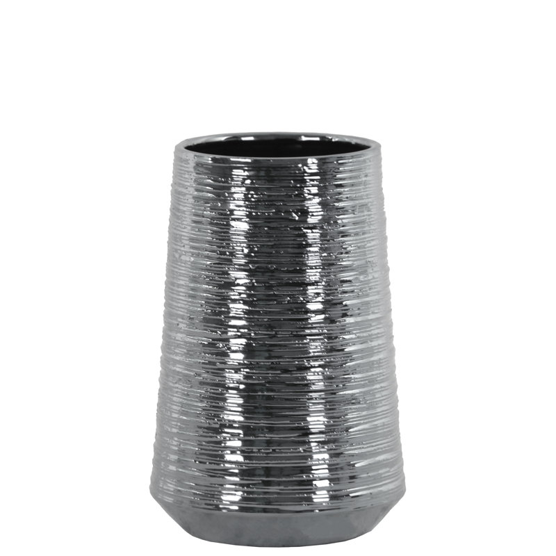Table Vase, Silver, 8.5" H x 5.75" W x 5.75" D