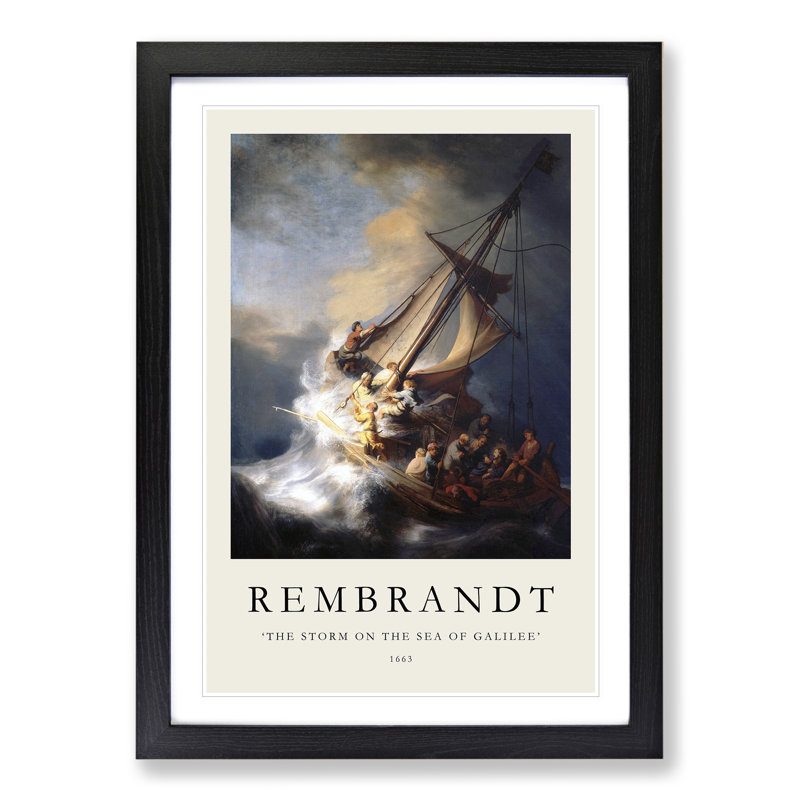 Christ in the Storm of Galilee by Rembrandt Van Rijn - Picture Frame Art Prints, 36cm H x 27cm W x 2cm D, Black