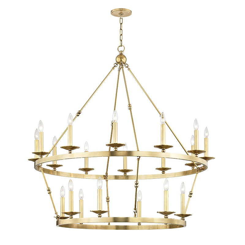 Allendale 20 - Light Steel Tiered Chandelier, Aged Brass