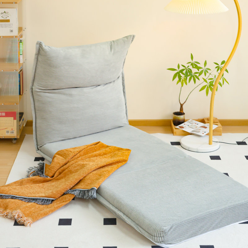 1cp, Lazy Sofa Tatami Foldable Sofa Bed, Gray Cotton