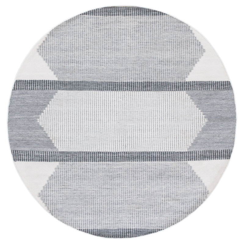 Kilim Hand Woven Recycled P.E.T. Geometric Indoor Rug, Round 6'