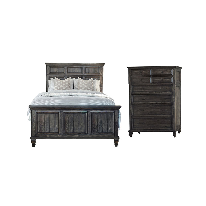 Ensemble de chambre avec grand lit brun 2 pièces Kionah, Grand