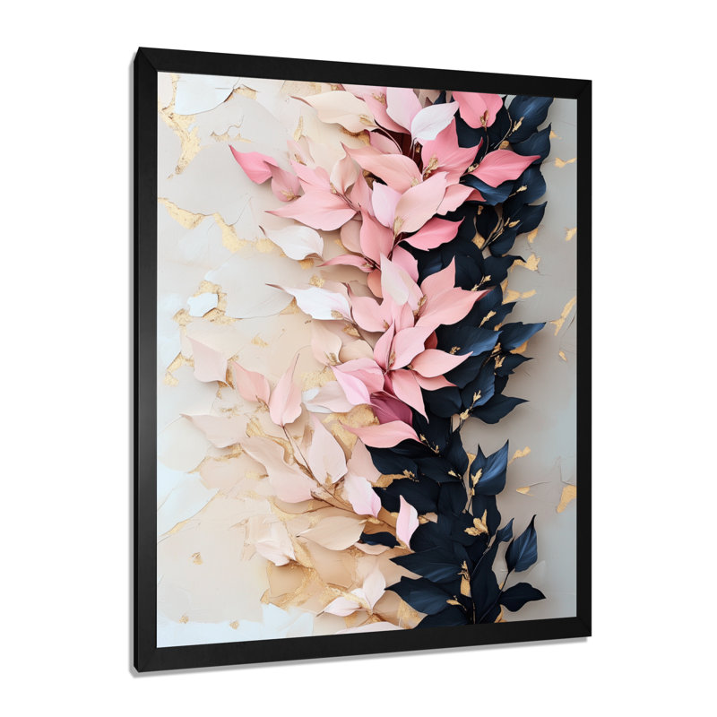 Ivy in Quiet Descent III - Tableau botanique rose neutre encadré, H 20 po x l 12 po, Black Picture Framed
