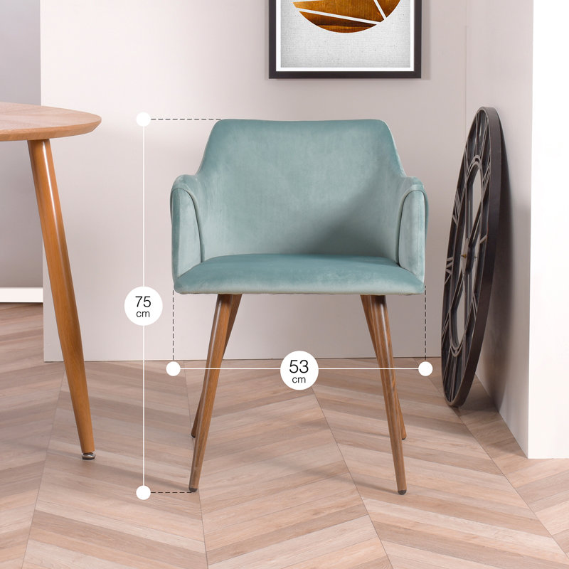 Sofiya 47cm H Velvet Upholstered Armchair, Brown, Aqua