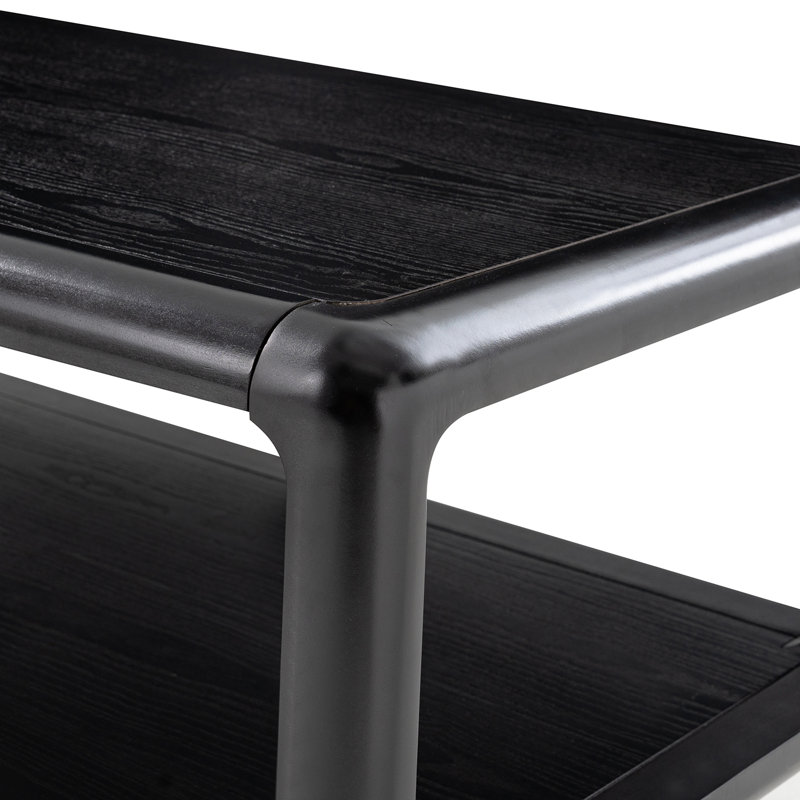 Table basse moderne en bois massif avec base ouverte Arved, Noir