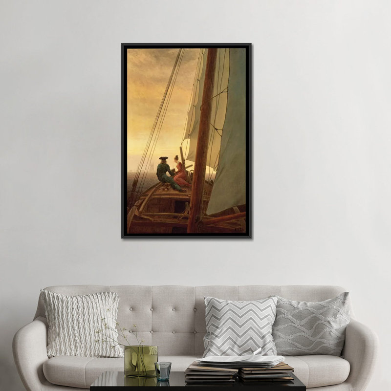 « on board a voilier ship, 1819 », reproduction sur toile, H 26 po x l 18 po x P 1,5 po, Toile avec cadre noir, Pas de tapis