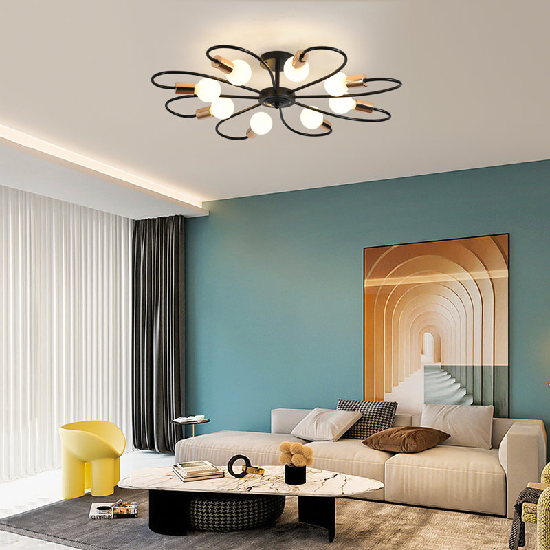 Azeriah 8-Light 84cm Semi Flush Mount, Black