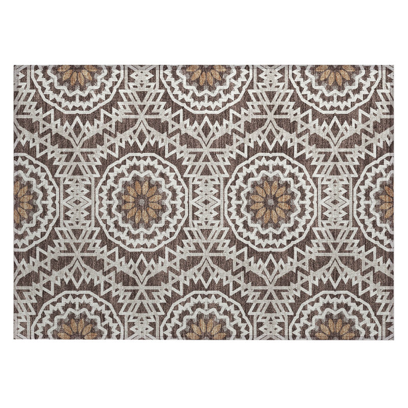 Kawon Geometric Indoor / Outdoor Rug, Rectangle 1'8" x 2'6"