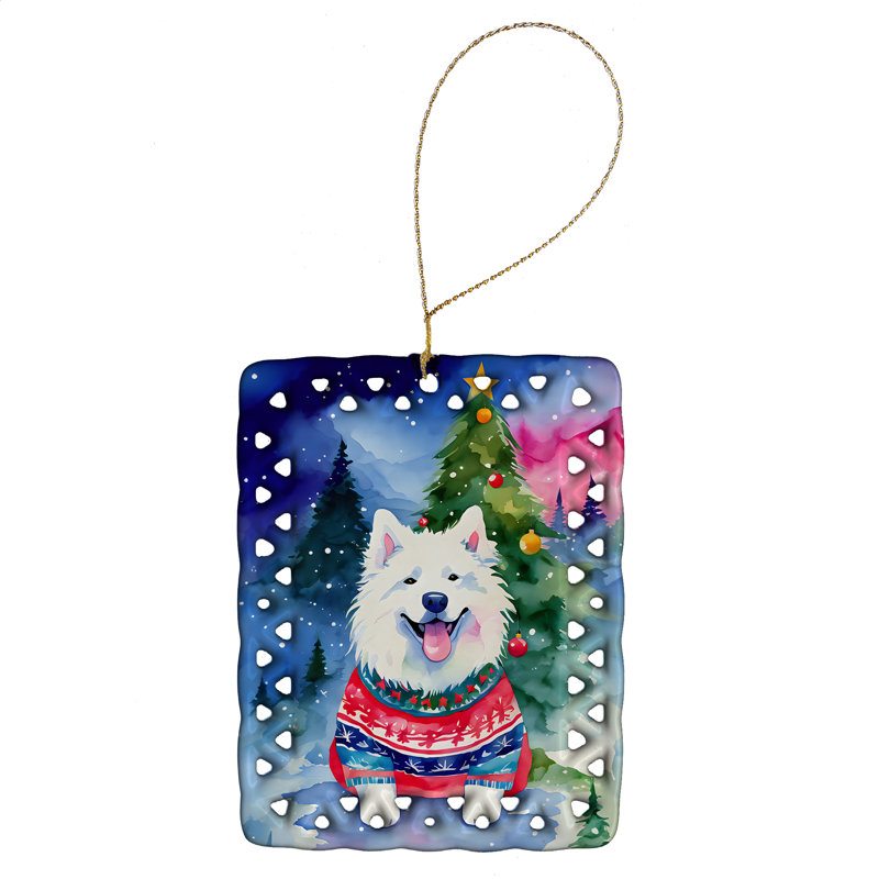 Ornement en porcelaine de Noël Samoyède, Samoyed 3619