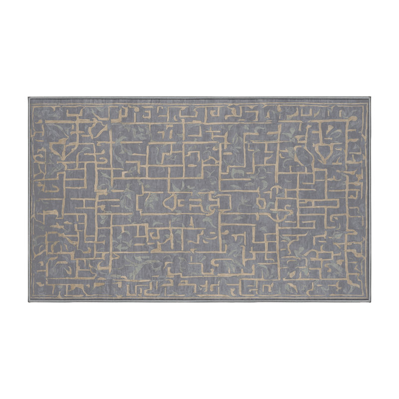 Machine Washable Gray Area Rug, Rectangle 4' x 6'