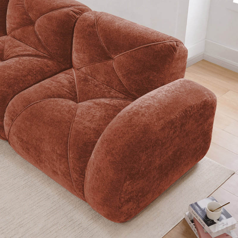 Ensemble de canapé 2 pièces (3 + 3) - Velours, assise profonde, éponge 32D, sans assemblage - brun rouge