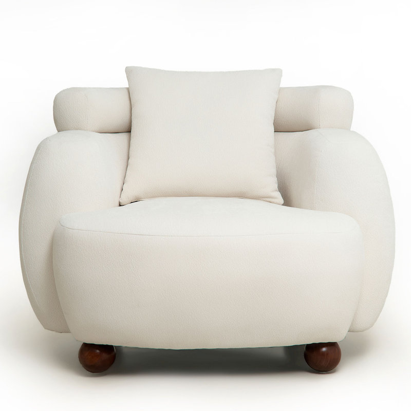 Fauteuil club de style paresseux de style nordique 38 pouces, fauteuil seau en tissu de chenille, canapé décoratif, coussin moelleux avec coussin