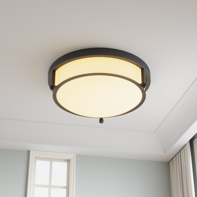 Chattooga 2-E26 Light 13 inch Classic Vintage Dimmable Flush Mount Light Fixture, Black